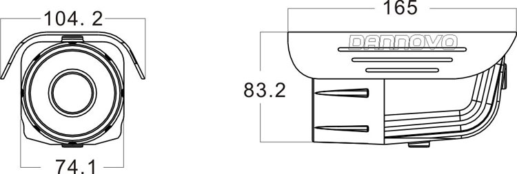 迷你戶外防水高清網絡攝像機，720P寬動態低照度紅外一體化槍機尺寸圖